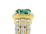 Yellow gold Heart Cut Halo Green Sapphire Ring with Split Shank and Four-Prong Setting_5