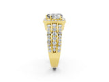 Yellow gold Heart Cut Halo Moissanite Ring with Split Shank and Four-Prong Setting_2