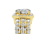 Yellow gold Heart Cut Halo Moissanite Ring with Split Shank and Four-Prong Setting_5