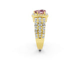 Yellow gold Heart Cut Halo Morganite Ring with Split Shank and Four-Prong Setting_2