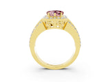 Yellow gold Heart Cut Halo Morganite Ring with Split Shank and Four-Prong Setting_3