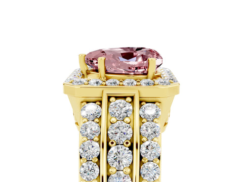Yellow gold Heart Cut Halo Morganite Ring with Split Shank and Four-Prong Setting_5