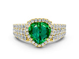 Yellow gold Heart Cut Halo Pavé Diamond Engagement Ring with Split Shank and Four-Prong Setting