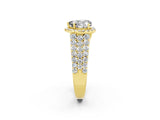 Yellow gold Heart Cut Halo Pavé Diamond Engagement Ring with Split Shank and Four-Prong Setting_2