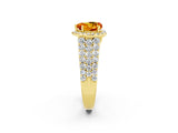 Yellow gold Heart Cut Halo Pavé Diamond Engagement Ring with Split Shank and Four-Prong Setting_2
