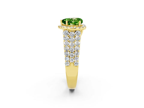 Yellow gold Heart Cut Halo Pavé Diamond Engagement Ring with Split Shank and Four-Prong Setting_2