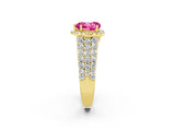 Yellow gold Heart Cut Halo Pavé Diamond Engagement Ring with Split Shank and Four-Prong Setting_2