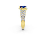 Yellow gold Heart Cut Halo Pavé Diamond Engagement Ring with Split Shank and Four-Prong Setting_2