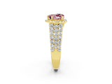 Yellow gold Heart Cut Halo Pavé Diamond Engagement Ring with Split Shank and Four-Prong Setting_2