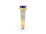 Yellow gold Heart Cut Halo Pavé Diamond Engagement Ring with Split Shank and Four-Prong Setting_2