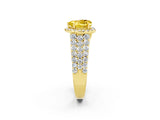 Yellow gold Heart Cut Halo Pavé Diamond Engagement Ring with Split Shank and Four-Prong Setting_2