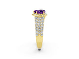 Yellow gold Heart Cut Halo Pavé Diamond Engagement Ring with Split Shank and Four-Prong Setting_2