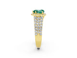 Yellow gold Heart Cut Halo Pavé Diamond Engagement Ring with Split Shank and Four-Prong Setting_2