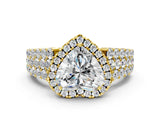 Yellow gold Heart Cut Halo Pavé Diamond Engagement Ring with Split Shank and Four-Prong Setting_3