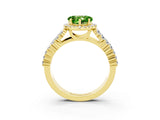 Yellow gold Heart Cut Halo Pavé Diamond Engagement Ring with Split Shank and Four-Prong Setting_3