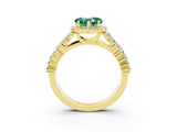 Yellow gold Heart Cut Halo Pavé Diamond Engagement Ring with Split Shank and Four-Prong Setting_3