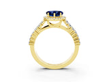 Yellow gold Heart Cut Halo Pavé Diamond Engagement Ring with Split Shank and Four-Prong Setting_3