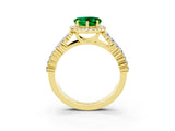 Yellow gold Heart Cut Halo Pavé Diamond Engagement Ring with Split Shank and Four-Prong Setting_3