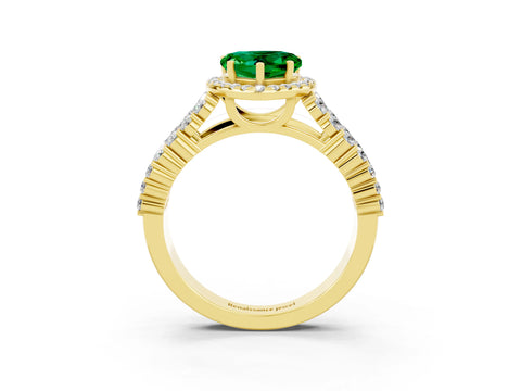 Yellow gold Heart Cut Halo Pavé Diamond Engagement Ring with Split Shank and Four-Prong Setting_3