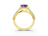 Yellow gold Heart Cut Halo Pavé Diamond Engagement Ring with Split Shank and Four-Prong Setting_3