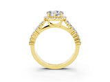 Yellow gold Heart Cut Halo Pavé Diamond Engagement Ring with Split Shank and Four-Prong Setting_3
