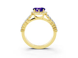 Yellow gold Heart Cut Halo Pavé Diamond Engagement Ring with Split Shank and Four-Prong Setting_3