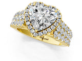 Yellow gold Heart Cut Halo Pavé Diamond Engagement Ring with Split Shank and Four-Prong Setting_4