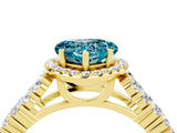 Yellow gold Heart Cut Halo Pavé Diamond Engagement Ring with Split Shank and Four-Prong Setting_4