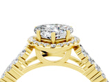 Yellow gold Heart Cut Halo Pavé Diamond Engagement Ring with Split Shank and Four-Prong Setting_4