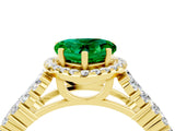 Yellow gold Heart Cut Halo Pavé Diamond Engagement Ring with Split Shank and Four-Prong Setting_4
