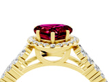 Yellow gold Heart Cut Halo Pavé Diamond Engagement Ring with Split Shank and Four-Prong Setting_4
