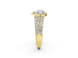 Yellow gold Heart Cut Halo Pavé Diamond Engagement Ring with Split Shank and Four-Prong Setting_5