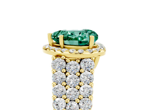 Yellow gold Heart Cut Halo Pavé Diamond Engagement Ring with Split Shank and Four-Prong Setting_5