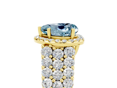 Yellow gold Heart Cut Halo Pavé Diamond Engagement Ring with Split Shank and Four-Prong Setting_5