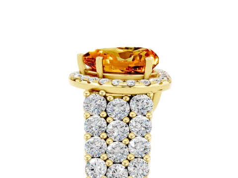 Yellow gold Heart Cut Halo Pavé Diamond Engagement Ring with Split Shank and Four-Prong Setting_5