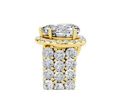 Yellow gold Heart Cut Halo Pavé Diamond Engagement Ring with Split Shank and Four-Prong Setting_5