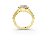 Yellow gold Heart Cut Halo Pavé Diamond Engagement Ring with Split Shank and Four-Prong Setting_6