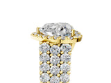 Yellow gold Heart Cut Halo Pavé Diamond Engagement Ring with Split Shank and Four-Prong Setting_8