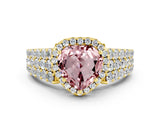 Yellow gold Heart Cut Halo Pavé Diamond Engagement Ring with Split Shank and Four-Prong Setting