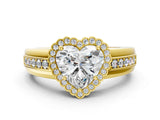 Yellow gold Heart Cut Halo Pave Band Four-Prong Ring_61
