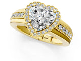 Yellow gold Heart Cut Halo Pave Band Four-Prong Ring_62