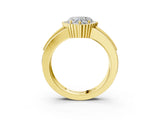 Yellow gold Heart Cut Halo Pave Band Four-Prong Ring_64