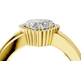 Yellow gold Heart Cut Halo Pave Band Four-Prong Ring_65