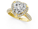 Yellow gold Heart Cut Halo Pave Band Four-Prong Setting Ring_21