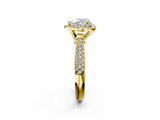 Yellow gold Heart Cut Halo Pave Band Four-Prong Setting Ring_22
