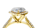 Yellow gold Heart Cut Halo Pave Band Four-Prong Setting Ring_24