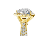 Yellow gold Heart Cut Halo Pave Band Four-Prong Setting Ring_25