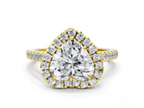 Yellow gold Heart Cut Halo Pave Diamond Engagement Ring with Four-Prong Setting_3