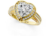 Yellow gold Heart Cut Halo Pave Split Shank Prong Setting Ring_33