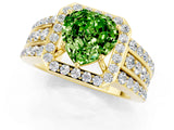 Yellow gold Heart Cut Halo Peridot Ring with Split Shank and Four-Prong Setting_1